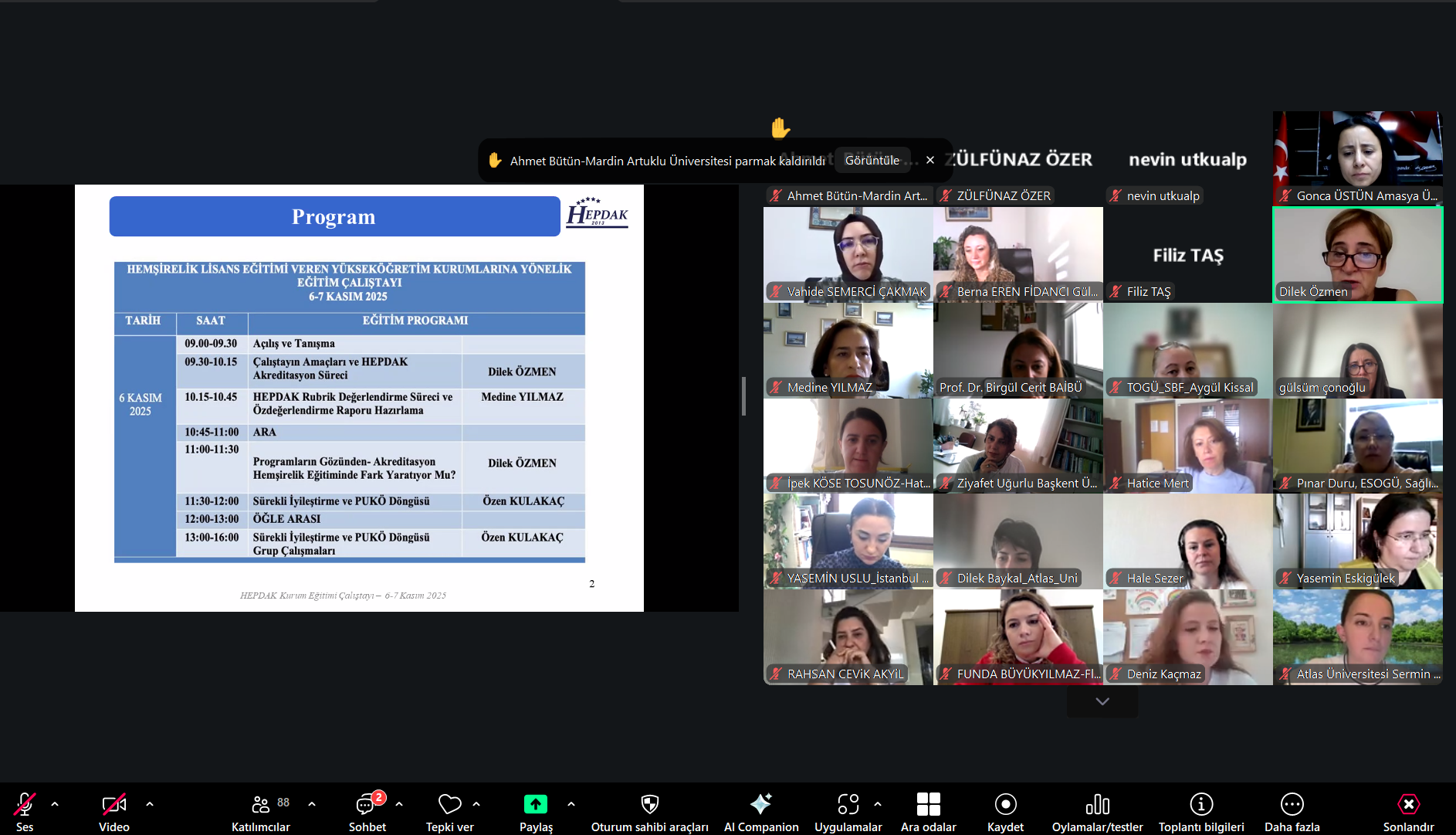 HEPDAK 13. Kurumlar için Eğitim Çalıştayı (06-07 Kasım 2025)